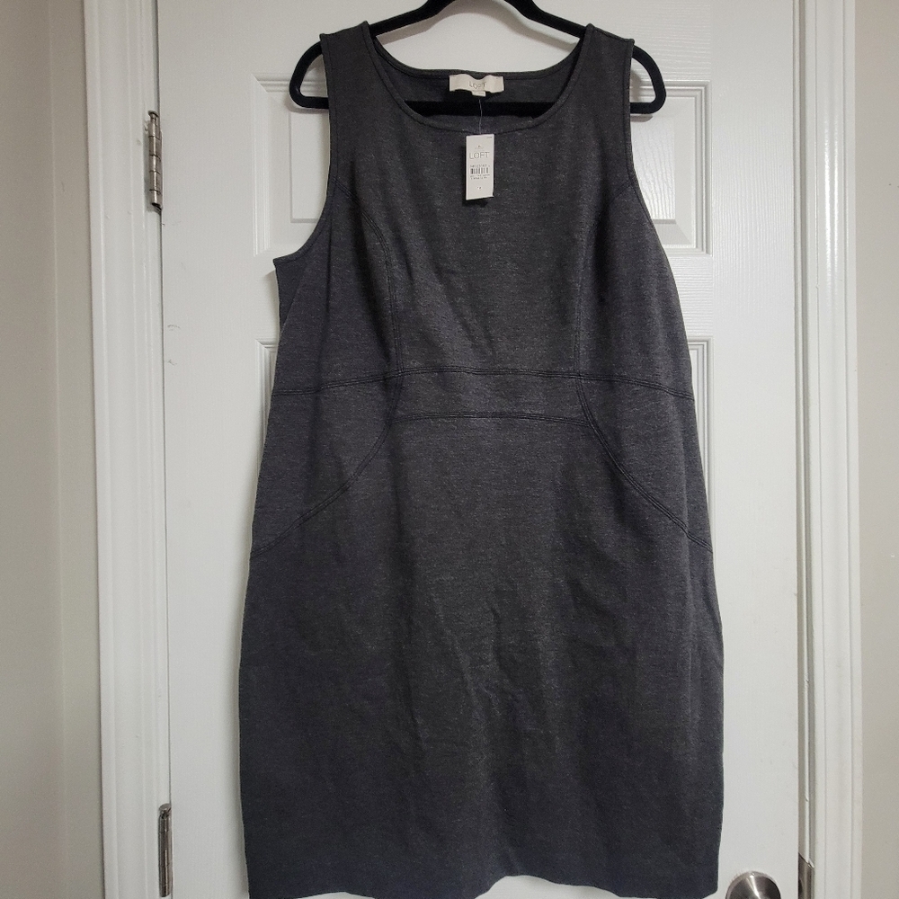 Loft NWT Gray Sleeveless Shift Dress Size 18.